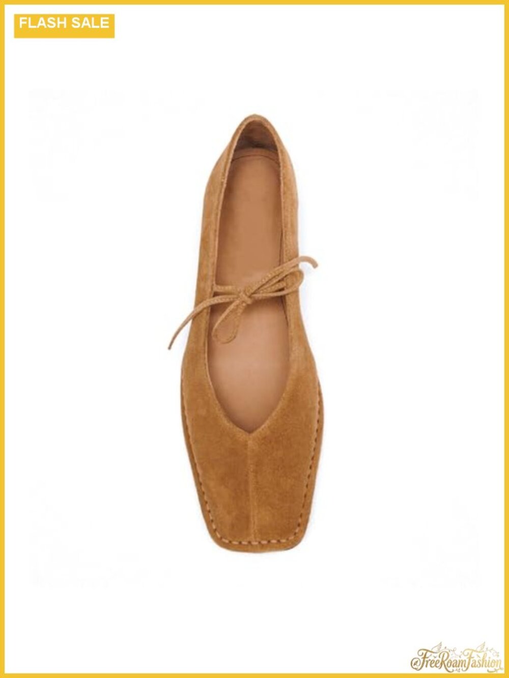 Suede Leather Lace Up Ballet Flats Square Toe Mary Jane Slip On